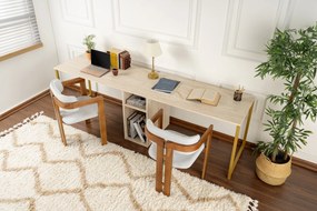 Secretária Twin Study Desk – Travertine Gold – 240 cm x 74 cm x 60 cm