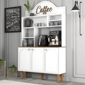 Armário Alto de Cozinha "Coffee" - 200x120x35 cm - Branco - Design Mod