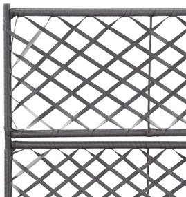 Floreira com treliça e 2 vasos 58x30x107 cm vime PE preto