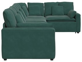 Sofá modular com almofadas veludo verde-escuro