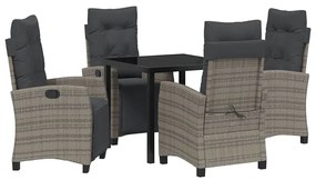 Conjunto de Jantar de Jardim com 5 Peças em Rattan Sintético Cinza