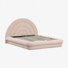 Cama Com Baú Elevatório Em Tecido Bouclé Borzensi Bouclé Cor-de-rosa & 180 X 200 Cm - Sklum