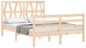 Estrutura de cama com cabeceira 140x190 cm madeira maciça