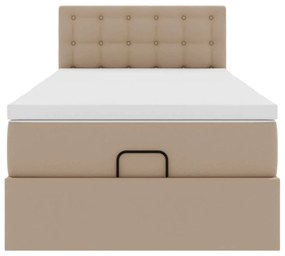 Cama otomana com colchão 90x190 cm couro artificial cappucino