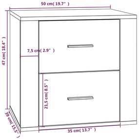 Mesa de cabeceira 50x39x47 cm cor carvalho fumado