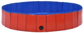 Piscina para cães dobrável 160x30 cm PVC vermelho