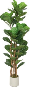Planta artificial de interior de 150 cm – Figueira-lira artificial com vaso de plástico e tronco de madeira maciça, verde