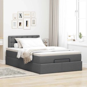 Cama otomana com colchão 120x190 cm tecido cinzento escuro