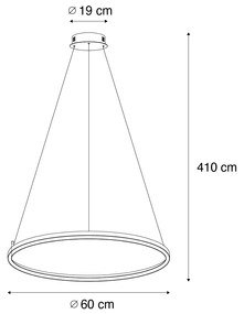 Candeeiro suspenso bronze 60 cm com LED regulável em 3 níveis - Girello Design