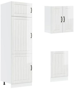 8 peças armário de cozinha conjunto Kalmar branco brilhante