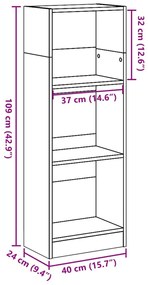 Estante 40x24x109 cm derivados de madeira cinzento sonoma