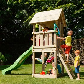 Parque Exterior infantil de madeira com escorrega Torre KIOSK XL