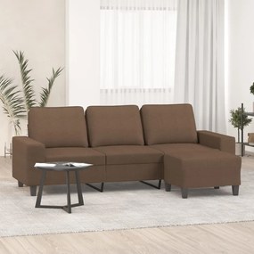 vidaXL Sofá de 3 lugares com apoio de pés 180 cm tecido castanho