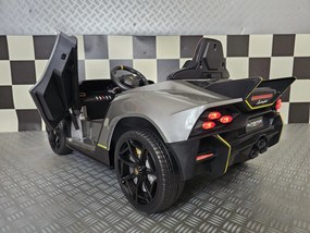 Carro elétrico para crianças LAMBORGHINI AUTÉNTICA 12V, Pneus Borracha, Assento pele, Luzes CINZA METÁLICO