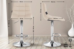 Conjunto de 2 bancos altos Jerry em couro sintético com estrutura cromada 87-108,5 x 43 x 46,5 cm Creme