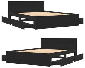 Estrutura cama c/ cabeceira sem colchão 140x200 cm preto