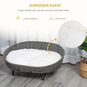 PawHut Cama para Cães e Gatos de Vime Cama de Vime para Animais de Est