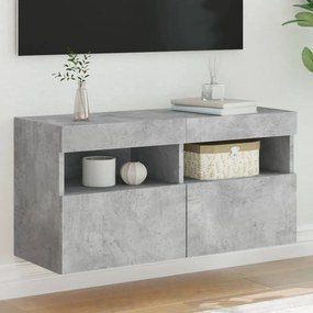 vidaXL Móvel de parede p/ TV c/ luzes LED 80x30x40 cm cinza cimento