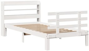 Estrutura de cama c/ cabeceira sem colchão 100x200 cm branco