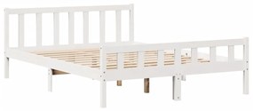 Cama sem colchão 150x200 cm madeira de pinho maciça branco