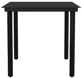 Conjunto jantar jardim 3 peças almofadas vidro vime PE castanho