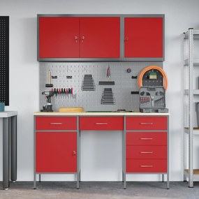 Conjunto de Gabinete de Trabalho e Painel de Ferramentas em 8 Peças Vi