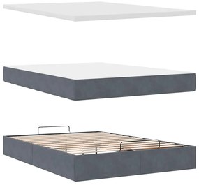 Estrutura cama otomana com colchões 140x190cm cinzento escuro