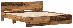 Cama com cabeceira - Madeira velha - 180 x 200 cm - Estrutura de madei
