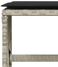 15 pcs conj. jantar jardim c/ almofadões vime PE cinzento-claro