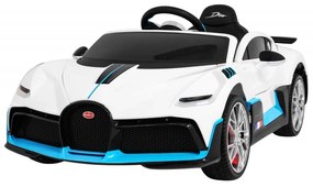 Carro elétrico para Crianças 12V Bugatti Divo Rodas de EVA, Assento de couro Branco