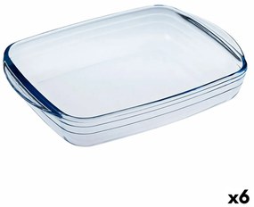 Molde para o Forno ô Cuisine Retangular Transparente Vidro 28 X 20 X 5 cm (6 Unidades)