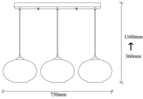 Chandelier Camini – Preto – 75 x 25 cm