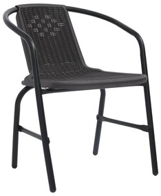 Conjunto de Jantar de Jardim 7 Peças Preto Poly Rattan