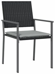 Conjunto de Jantar de Jardim com 5 Peças e Almofadas - Preto - Rattan