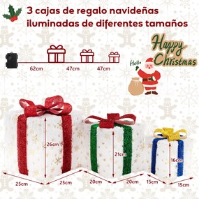 Decoração de caixas de presentes iluminada com 48 luzes quentes para festas de Natal multicolorido