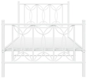 Estrutura de cama com cabeceira e pés 90x190 cm metal branco