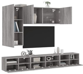 vidaXL 5 pcs móveis de parede p/ TV derivados de madeira cinza sonoma