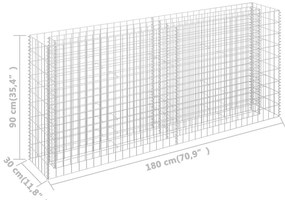 Canteiro elevado/cesto gabião 180x30x90 cm aço galvanizado