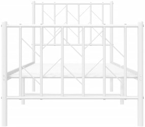 Estrutura de cama com cabeceira e pés 75x190 cm metal branco