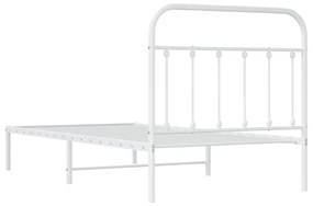 Estrutura de cama com cabeceira 100x190 cm metal branco