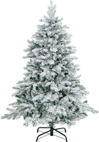Árvore de Natal com neve de 135 cm com 737 ramos, 120 luzes LED quentes (DECORAÇÃO NÃO INCLUIDA) e design com dobradiças verdes