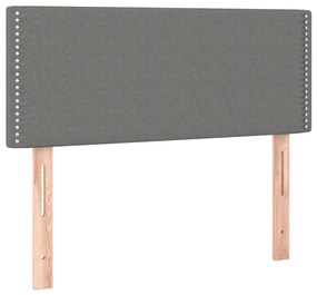 Cama box spring c/ colchão e LED 90x190 cm tecido cinza-escuro