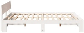 Estrado de Cama com Cabeceira Branco 160x200 cm Madeira de Pinho