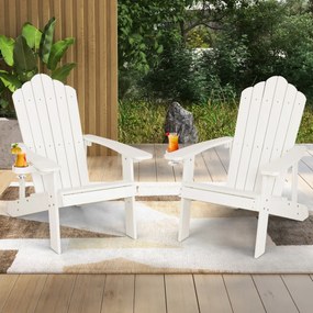 Cadeira Jardim Adirondack com porta-copos à prova de intempéries realista grão de madeira para pátio jardim terraço branca