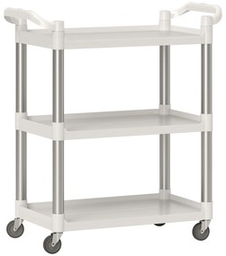 HOMCOM Carrinho Auxiliar com Rodas e 3 Prateleiras Carrinho de Cozinha com Armazenamento Carga 105 kg 88x44x93 cm Branco | Aosom Portugal