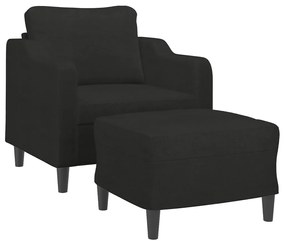 Poltrona com apoio de pés 60 cm tecido preto