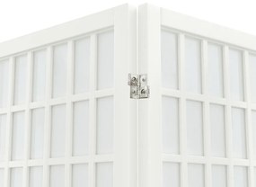 Biombo dobrável com 6 painéis estilo japonês 240x170 cm branco