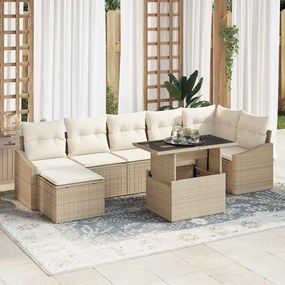 vidaXL Conjunto de Sofá de Jardim com 8 Peças e Almofadas em Rattan Sintético Bege