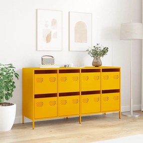 Aparador 135x39x73,5 cm aço laminado a frio amarelo mostarda