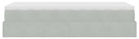 Estrutura cama otomana colchão 90x190 cm veludo cinzento claro